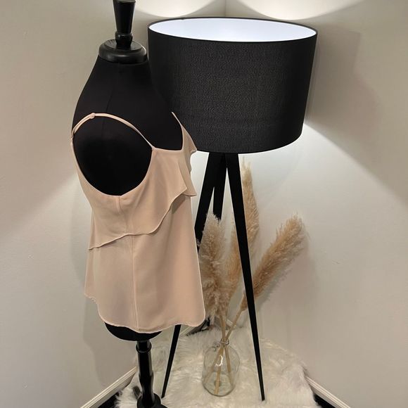 Naked Zebra Cream Ruffled Tank Cami Size Large - Picture 2 of 3